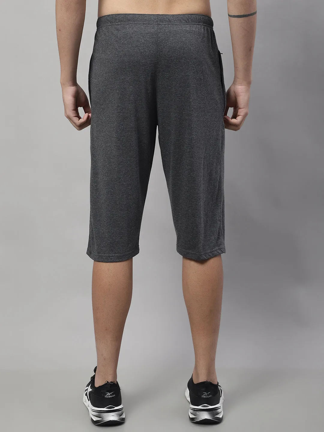Vimal Jonney Anthracite Regular fit Cotton Capri for Men